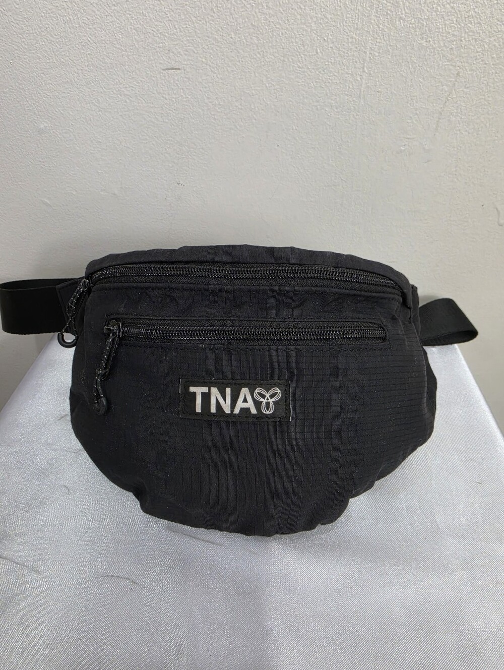 TNA Black Nylon Waist Pack with Front Zip Pocket
